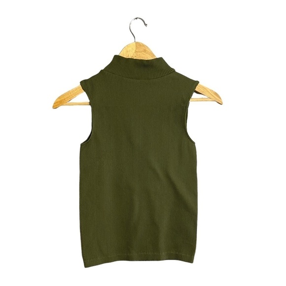 COTTON CANDY | Womens Ribbed Green Crop Top Summer Size Small​​ - Picture 3 of 4